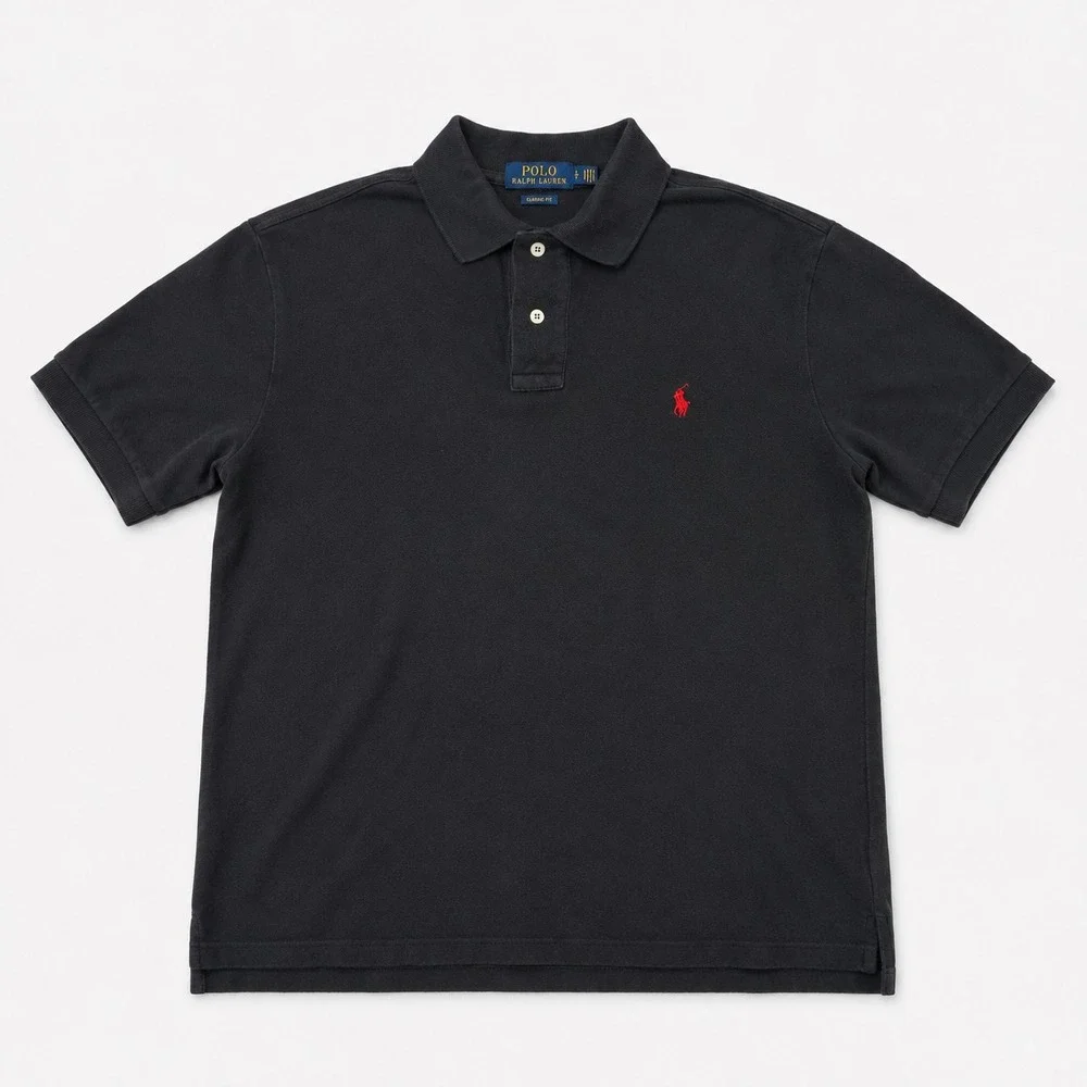 Polo Ralph Lauren Polo Shirt Mens L Black Classic Fit Red Pony Short Sleeve